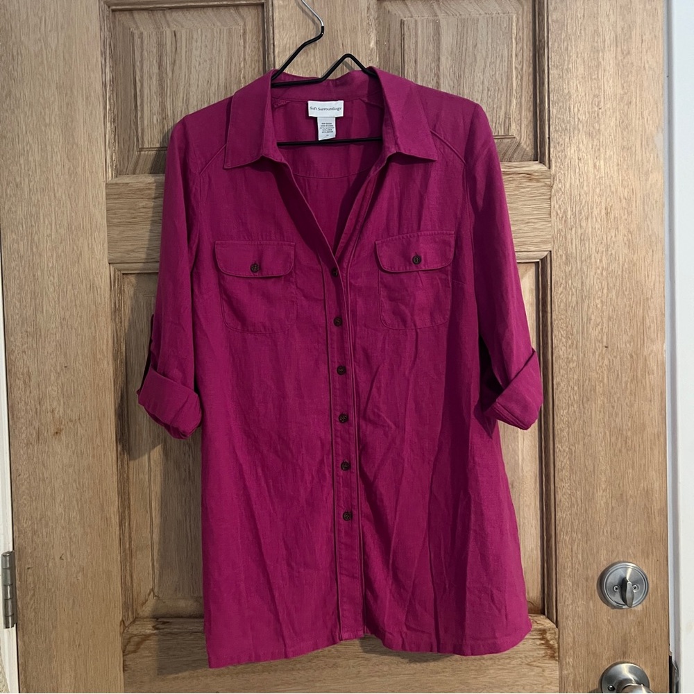 Soft‎ surroundings women’s blouse button down pink size XS